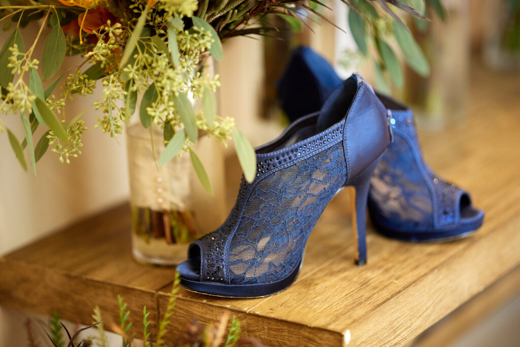 The lovely design of the wedding shoes.